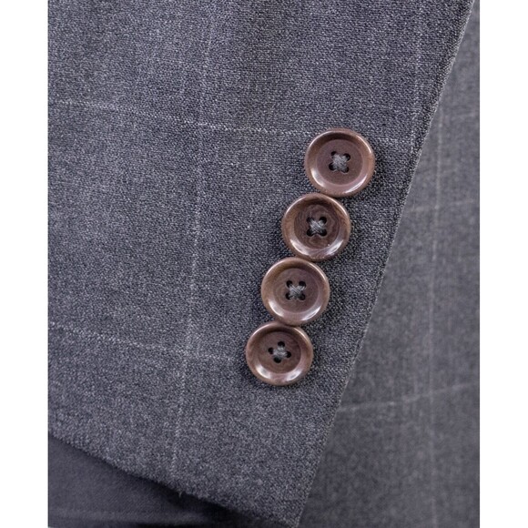 Pull Pal Zileri Mens 2 Piece Suit Wool Gray Check Jacket Size 42R Pants 34X28 - Picture 7 of 16